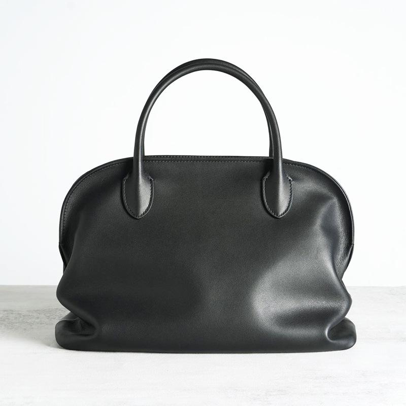 Minimalist Style Protective Ball Bag Inside And Outside Full Leather Armpit Bag Women's Versatile Casual Real Leather Handbag