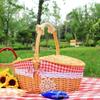 Camping Picnic Fruit Baskets Food Organizer Handmade Big Basket Retro Wicker Carry-on Handle Willow Woven Storage Hamper Outdoor