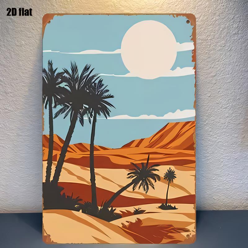 Vintage Desert Landscape Tin Sign Retro Saharan Dunes Tree Wall Decor  Metal Plaque for Home Bar Cafe Garage Desert Sunset Ar
