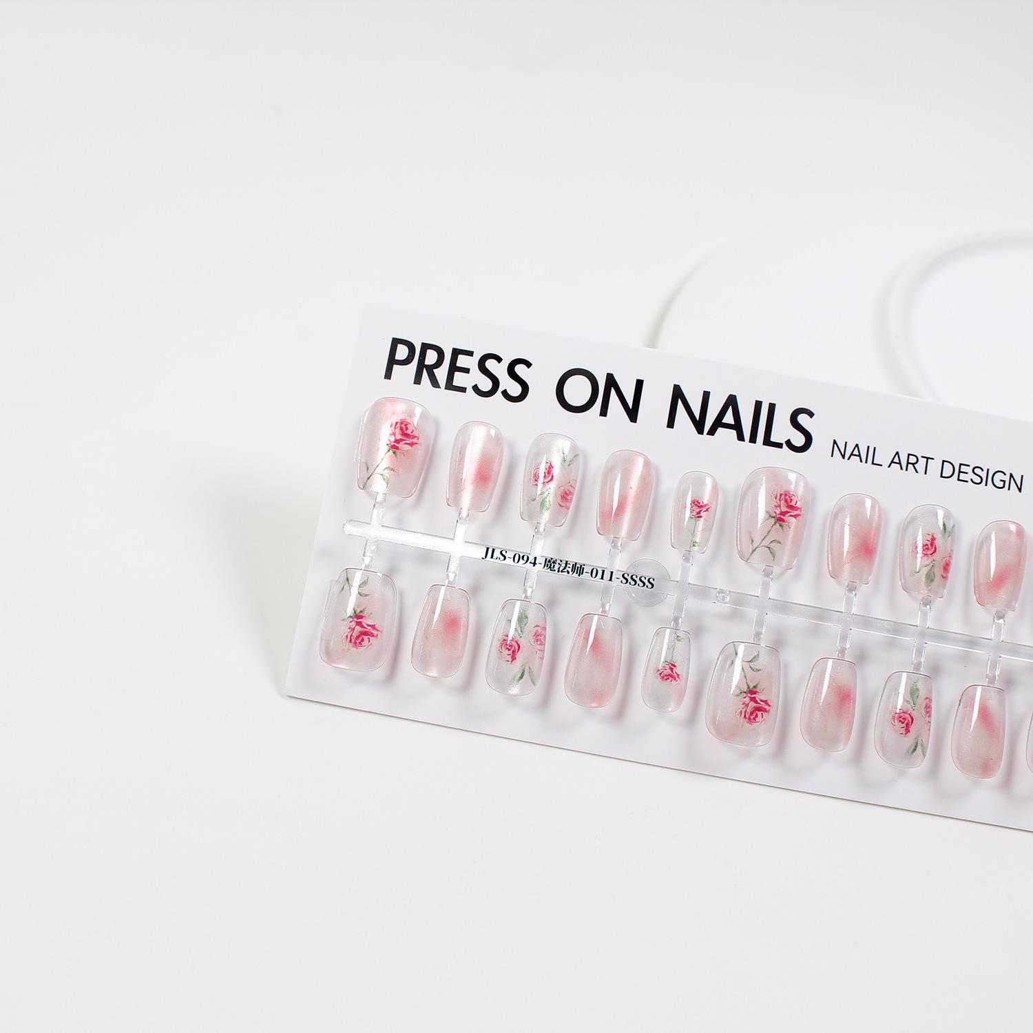 

Jiaolong Handmade Luxury Cat Eye Rose Nail Set S+S+S+S