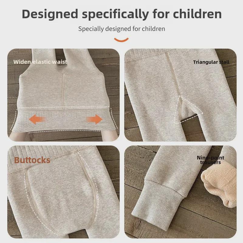 Mädchen Samt Verdickte Winter Leggings mit weißen Baumwoll-Vertikalstreifen