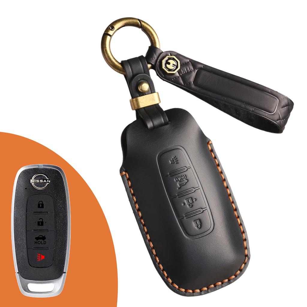 The Retro Key Cover Is Suitable for the New Nissan Xuanyi Teana Exploration Lu Qashqai Qijun Jinke Genuine Leather Keychain.