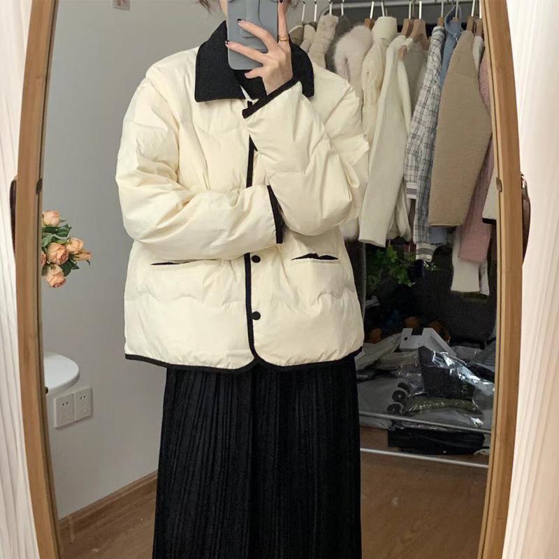 Winter corduroy lapel padded jacket women's short padded jacket down padded jacket loose small padded jacket