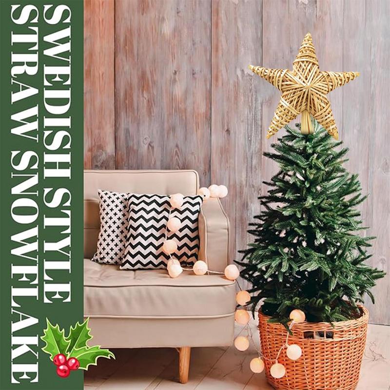 Christmas Stars Decorations Christmas Tree Star Topper Star Shaped Pendant Scandinavian Straw Ornaments Christmas Tree Star