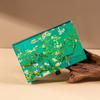 Elegant Glass Jewelry Box Women Hand-Painted Cartoon Design Green Storage Organizer With Hard Cover