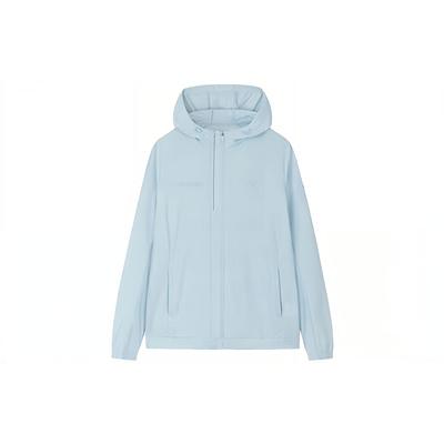 Pure Color Hooded Ice Skin Cool Texture Jacket Women Jacket Light-Blue 162337720-1