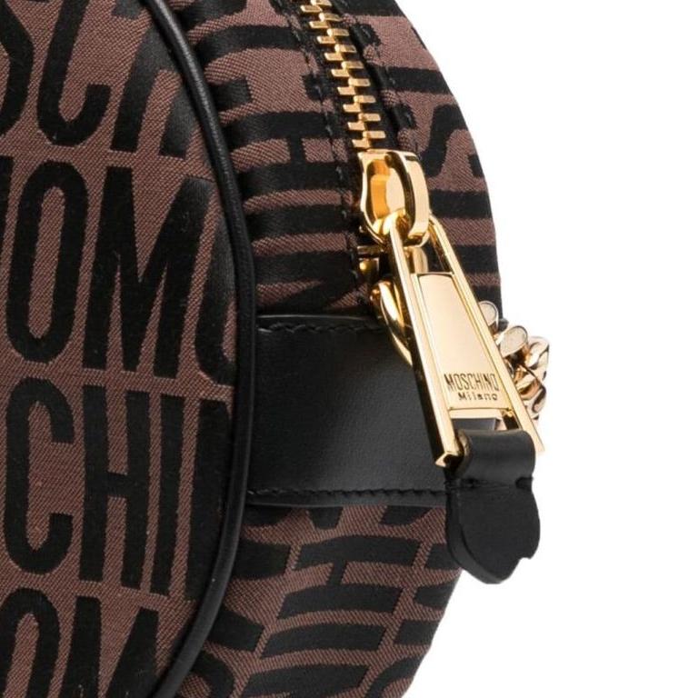 Moschino Classic Logo Print Gold Logo Letter Polyester Blend Crossbody Bag Women Bags Black Brown A74158268