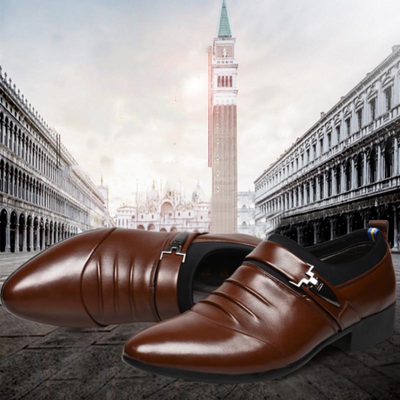 Men'S Shoes Large Size Business Dress Leather Shoes Men'S Breathable Comfortable Casual Shoes Pointed British Style Single Shoes