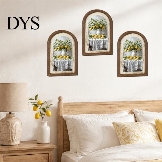 Rustikale Wohnaccessoires Zitronenbogige Wandkunst Dekoration, Pastorale Blumen Holzschild, Nordischer Tulpen-Schild Stil Dekoration für Küche Schlafzimmer Wohnzimmer