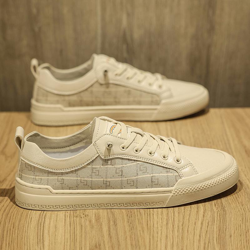 

Мужская обувь в стиле легкой роскоши, европейские кеды, новинка осени 2024 года, дышащие «маленькие белые туфли», мужская повседневная спортивная трендовая обувь 44 песочный