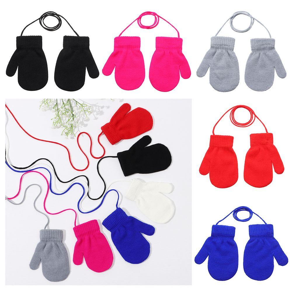 1-4 Years Anti-lost Baby Boys Girls Kids Gloves Thick Warm Sports Gloves Knitted Mittens