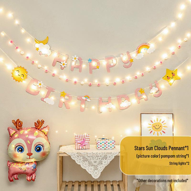 First Birthday Pom-Pom Bunting & Photo Banner for Boys and Girls