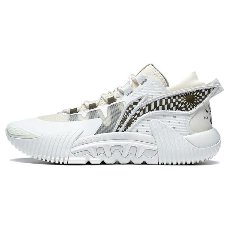 New LiNing Badfive 2 Low Anti Slip And Wear Resistant Rebound Low Top Outdoor Performance Basketball Shoes Men's Ecru ABFS003-13