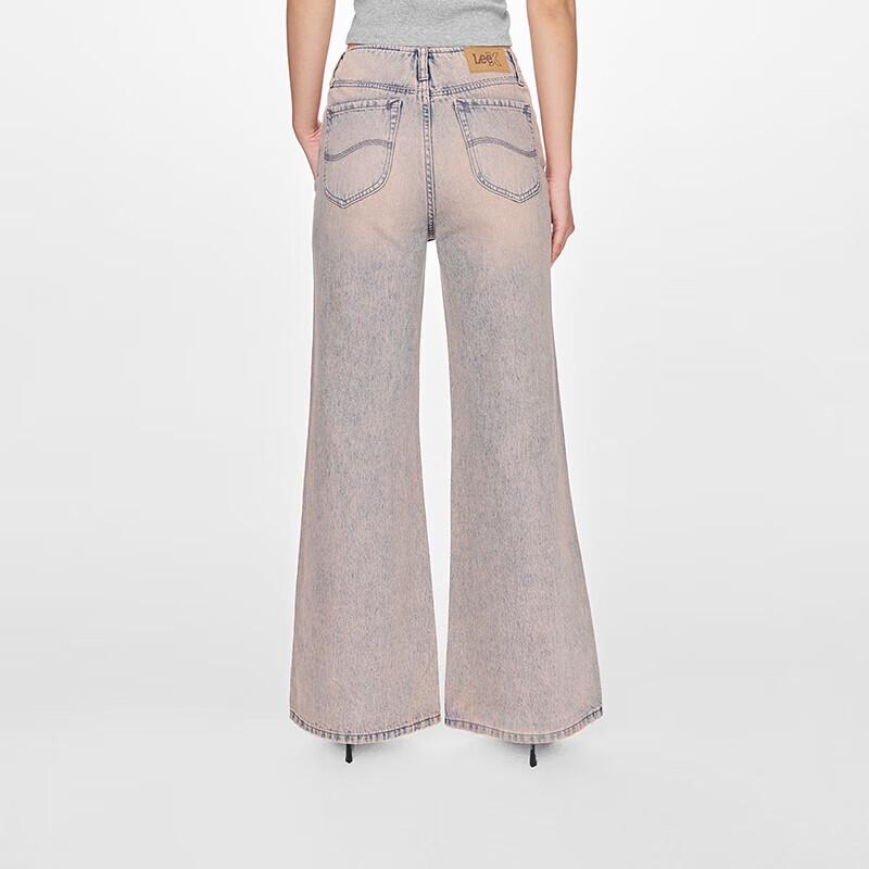 Lee Women's Pink Relaxed Fit Wide-Leg Jeans