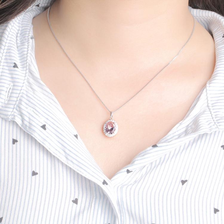 Umcho Luxuriöser Anhänger mit rosa Saphir und Morganit, Schmuckgeschenke zum Jahrestag, Geburtstag, Valentinstag, für Frauen, Ehefrauen und Mädchen