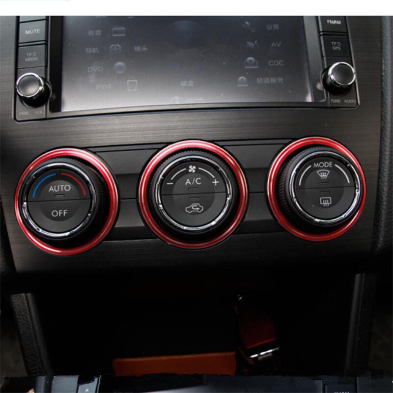 3Pcs/Set Car Styling AC Adjustment Knob Decorative Ring For Subaru Forester Impreza XV Crosstrek WRX Levorg Auto Accessories