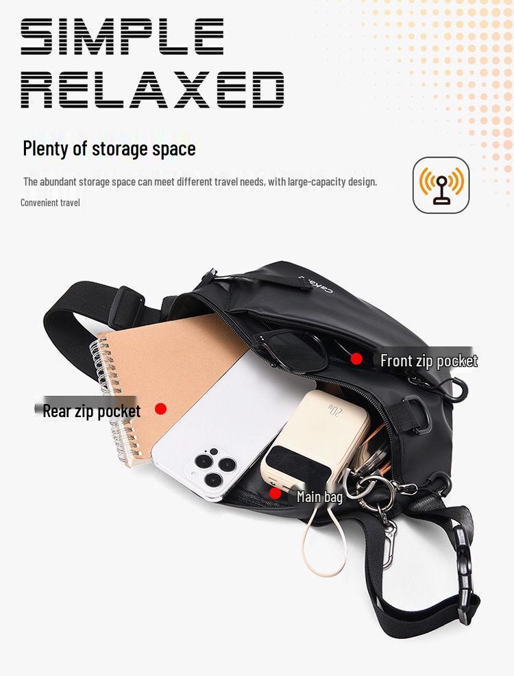 Men's Trendy Japanese Motorcycle Crossbody Chest Bag - Large Capacity, Functional Sports Messenger Backpack