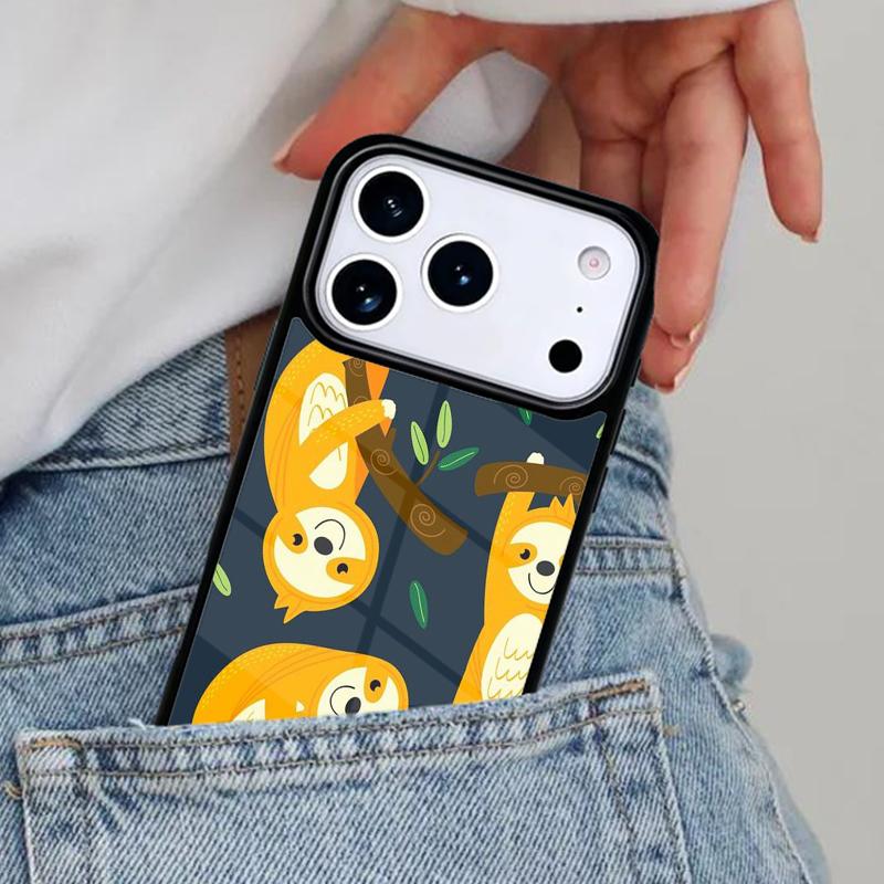 Cute Caffeinated Sloth Animal Phone Case for iPhone 16e 15 14 13 12 17 Pro Max Plus Air 17pro Cover Coque