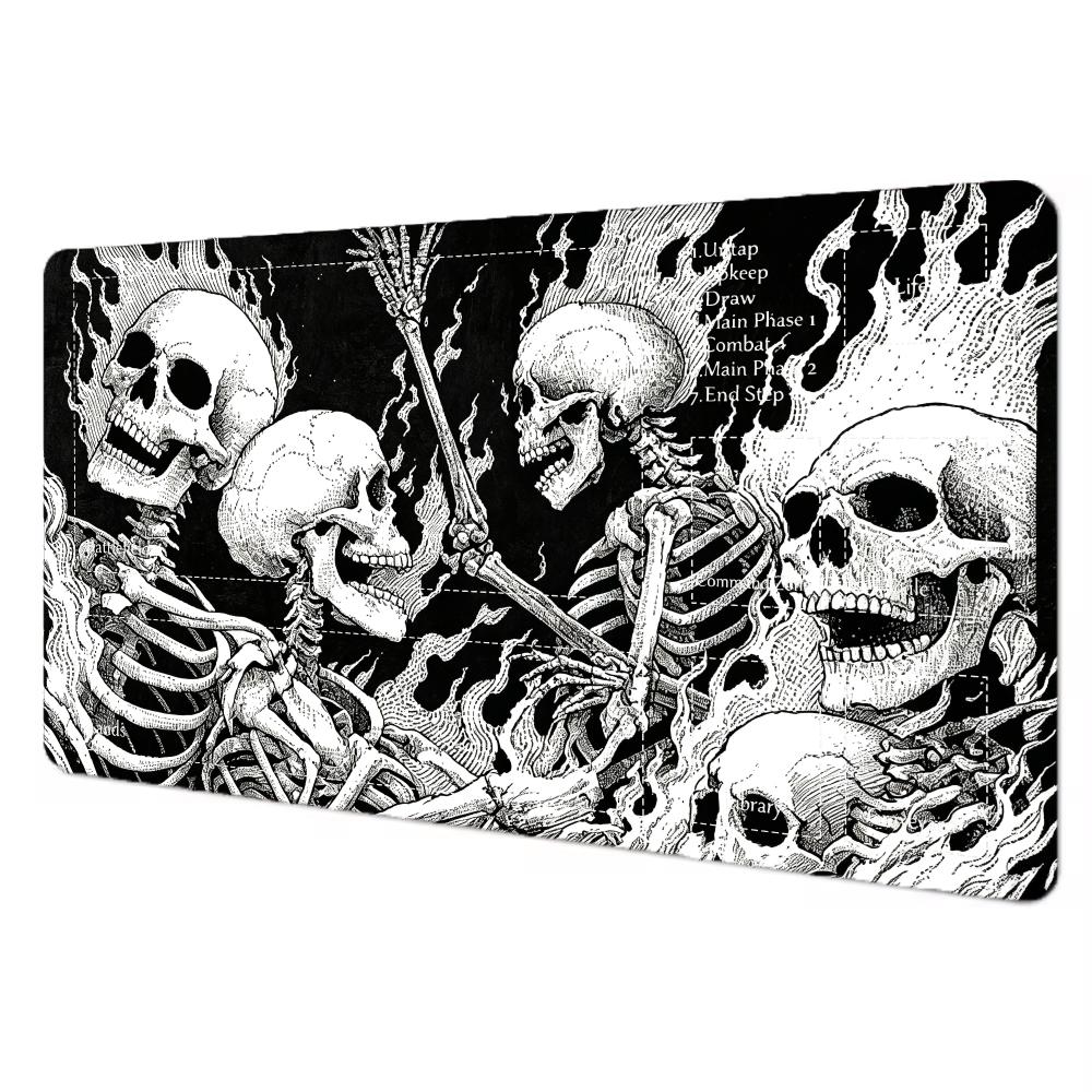 Gothic Burning Skeleton TCG Playmat Mouse Pad Playmat 24"X14" MTG TCG Office Desk Mat for Work Game Laptop Rug Carpet MousePad