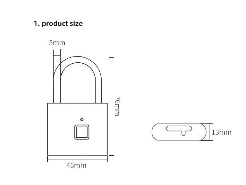 Smart Outdoor Fingerprint Padlock, Waterproof and Rust-proof. Electronic, Anti-theft, Password Lock for Doors, Cabinets.