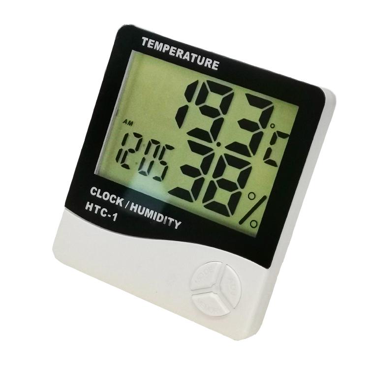Digital LCD Greenhouse Indoor Thermometer Monitor Plastic Temperature Humidity Meter Hygrometer Beep Remind Clock Temperature белый