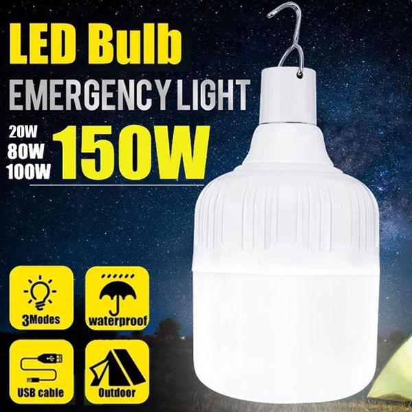 200W LED Bulb Light Rechargeable Lamp Night Market Charging Camping Hanging Light Tent Fishing Lantern Lamp Emergency Lamp