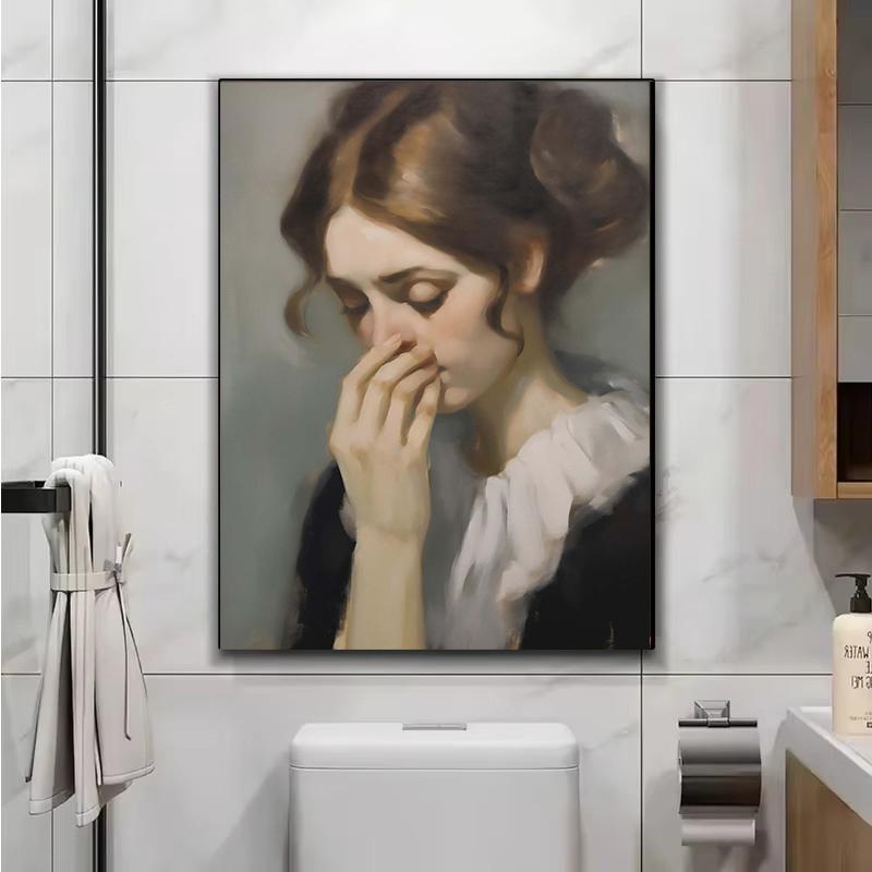 Humor Woman Bad Smell Toilet Poster Canvas Painting Wall Art Print Funny Bathroom Decor Vintage Style Poster Cuadros