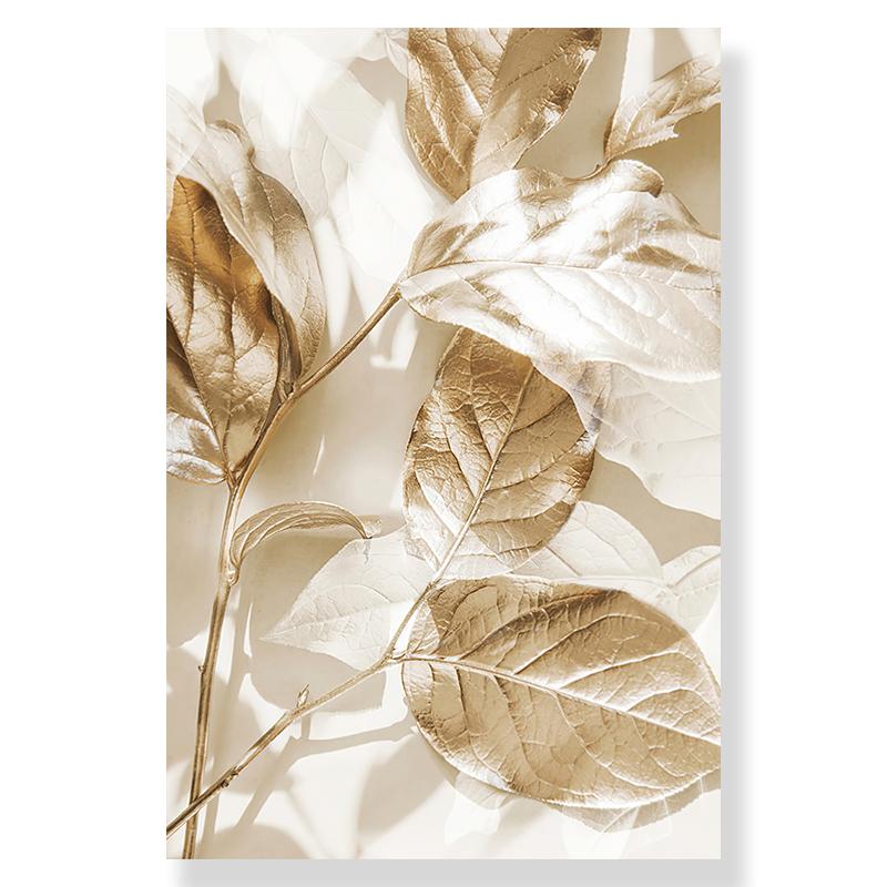 1pc Frameless Nordic Modern Art Picture Canvas Painting Golden Leaf Beach Landscape Poster and Printing Home Decor Living Room