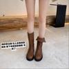 Spot Version~ New Split-ended Folded Retro Martin Boots Western Cowboy Boots Women's Thick-soled Knight Medium Boots Short Boots