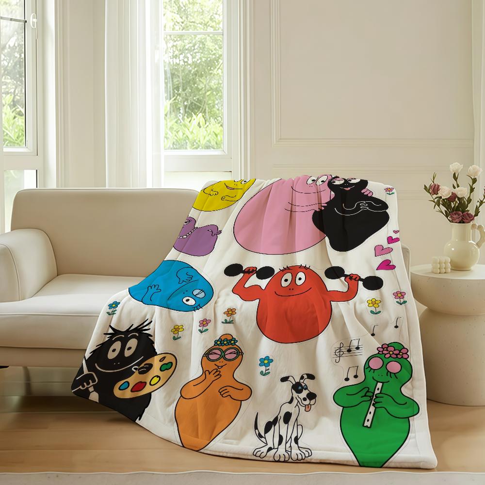 Cartoon Barbapapa Cute Blanket Warm Soft Suitable For Bedroom Sofa Bed Living Room Office Travel Camping Gifts