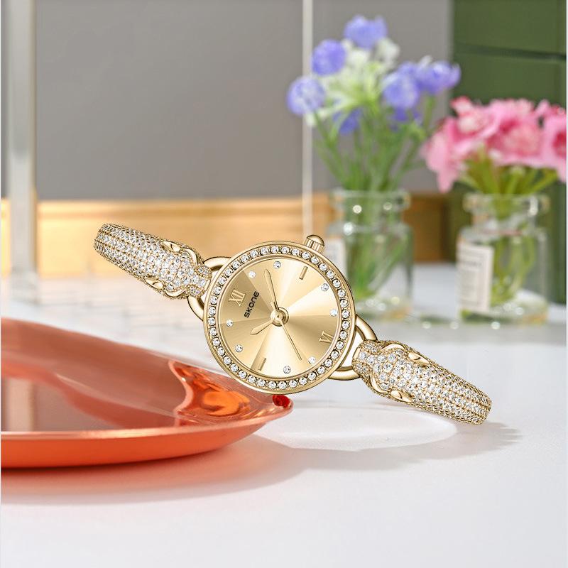 Gold Women Watches Top Brand Luxury For Ladies Wrist Watches Unique Design High Quality Elegant Women Bracelet Quartz Watches