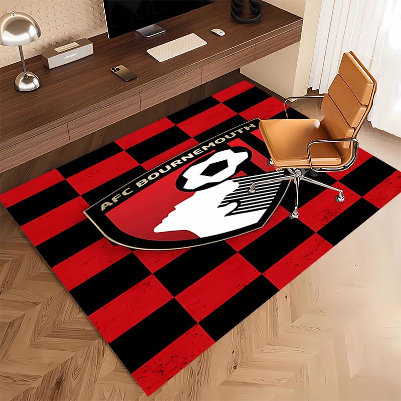 1 Stück Fußballverein Logo Druck Teppich - Weich, Waschbar, Rutschfest, Innenmatte, Wohnzimmer, Home Office Dekorativer Teppich, Büro Dekorativ