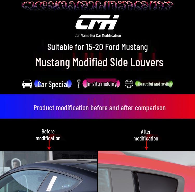 Modified Side Louver Decoration Air Vent for 2015-2023 Ford Mustang Rear Quarter Panel