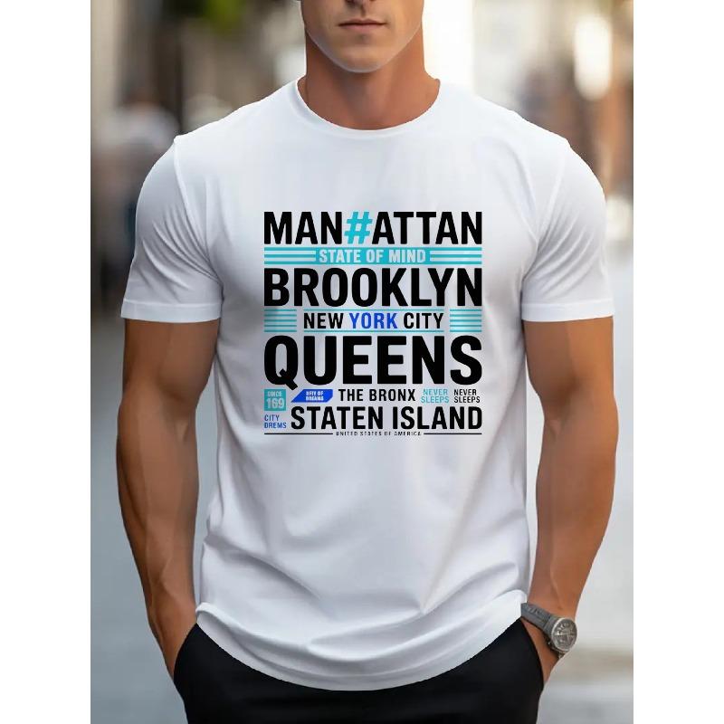 European Size Men s NYC Boroughs Graphic T-Shirt - Lightweight Summer Tee for Everyday Casual Wear - Machine Washable Urban Streetwear Shirt S