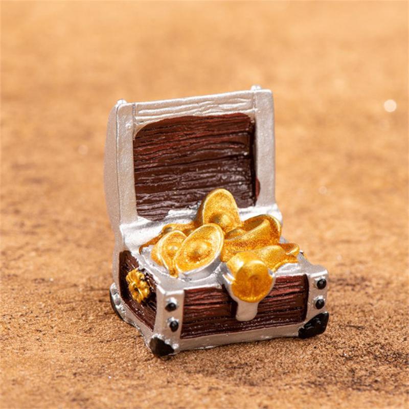 Aquarium Ornament Simulation Treasure Chest Box Antique Resin Fish Tank Landscape Coins Case Figurines Aquarium Decoration