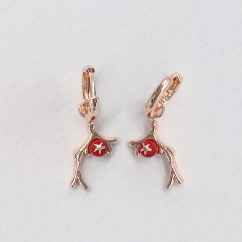 OR D`OR Coral Pendant One-Touch Earrings