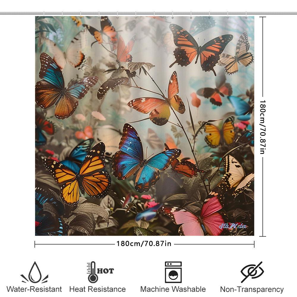 Vibrant Butterfly Shower Curtain Bath Decor For Bathroom Waterproof Polyester Fabric Available In Various Sizes