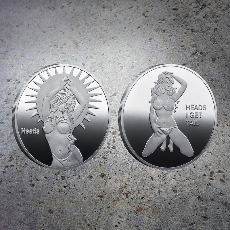Lucky Girl Coin, Chance Coin, Beauty, Gold Plated Silver Plated Commemorative Coin, Gold Coin, Sexy Coin серебряный