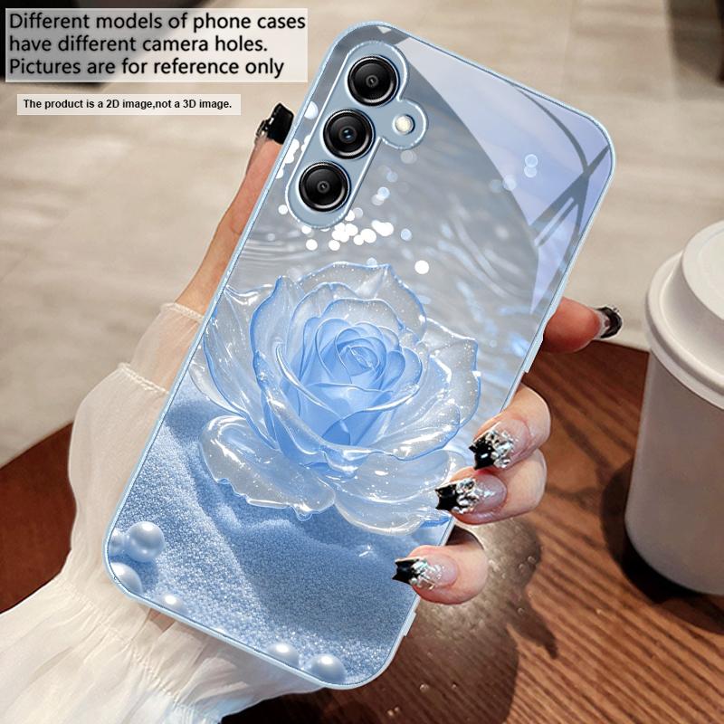 Gradient Crystal Rose For Samsung A 73 72 71 A70 56 55 54 A53 52 A51 A50 42 A35 A34 33 32 31 26 25 24 23 22 30 glass phone case