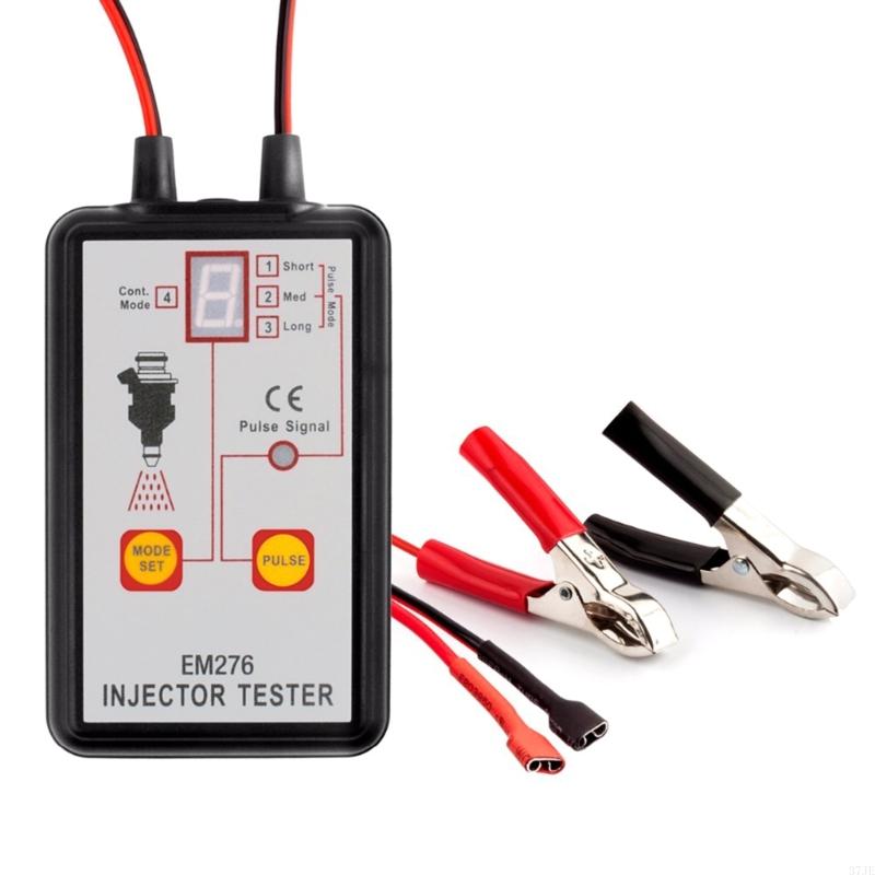 37JE EM276 Auto Injector Tester 4 Pluse Modes & Vehicle Fuels Injector FlushCleaner Adapters DIY Kit Car Cleanings Tool