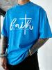 Faith Can Move Mountains Print Washed TShirt Men Summer Vacation Clothing Casual Crewneck T Shirts Oversize Cotton Streetwear