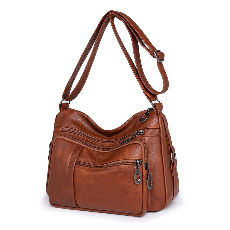 Retro Women's Shoulder Bag Solid Color Multi Pocket Storage for Middle-aged and Elderly Mothers Crossbody Bag Small Square Bag