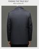 Men's Winter Mid-Length Wool Coat with Detachable Down Liner - Luxury Business Lapel Outerwear