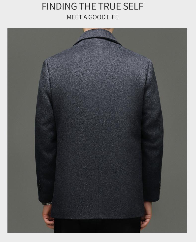Men's Winter Mid-Length Wool Coat with Detachable Down Liner - Luxury Business Lapel Outerwear