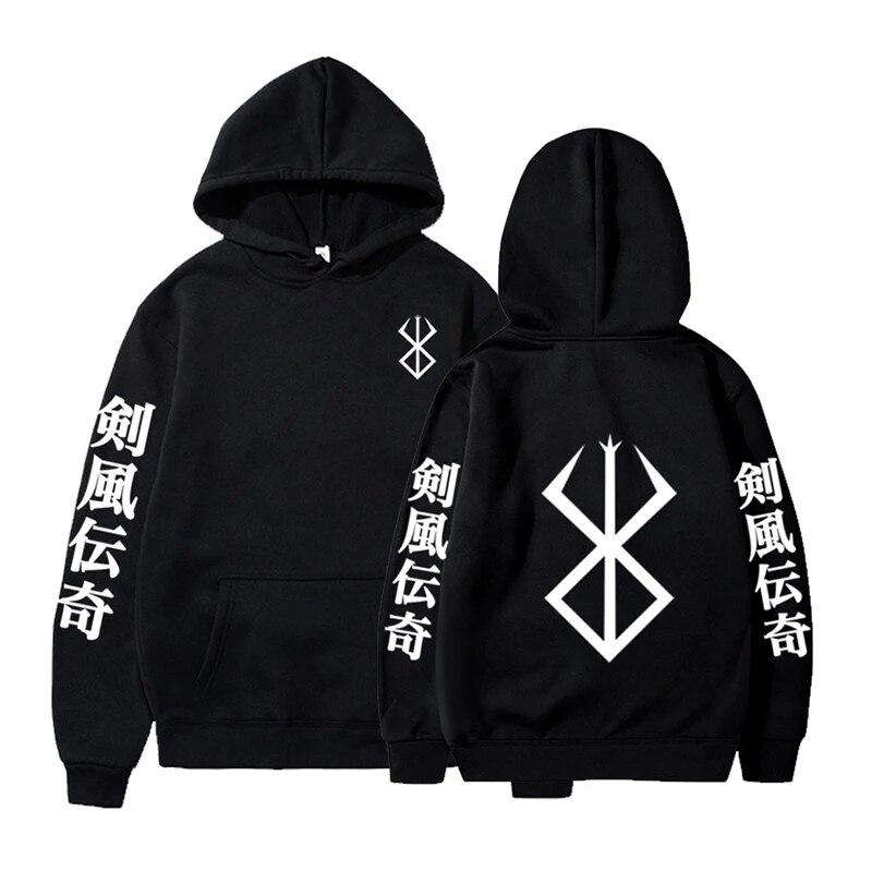 Anime Berserk Print Hoodies Guts Graphic Pullover Women's Vintage Loose Sweatshirt Fashion Autumn Winter Unisex Long Sleeve Clothing
