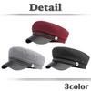 Marine Cap Wool Newsboy Hat Brim PU Leather Going Out Women Men CZ154 [White Fang] (Light Gray)