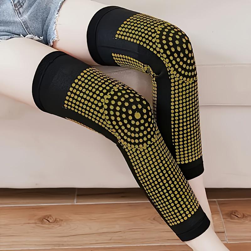 1 Pair Unisex Moxa Knee Pads for Warmth and Relaxation - Dual-Sided Massage Dots, Polyester Fiber, Suitable for Elderly and Air-Conditioned Rooms