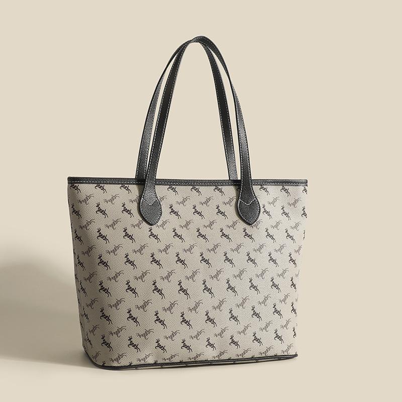 Neue vielseitige Retro-Tragetasche mit Print für Frühling und Sommer für Damen, großes Fassungsvermögen, einfache Schultertasche für Damen, Pendeltasche