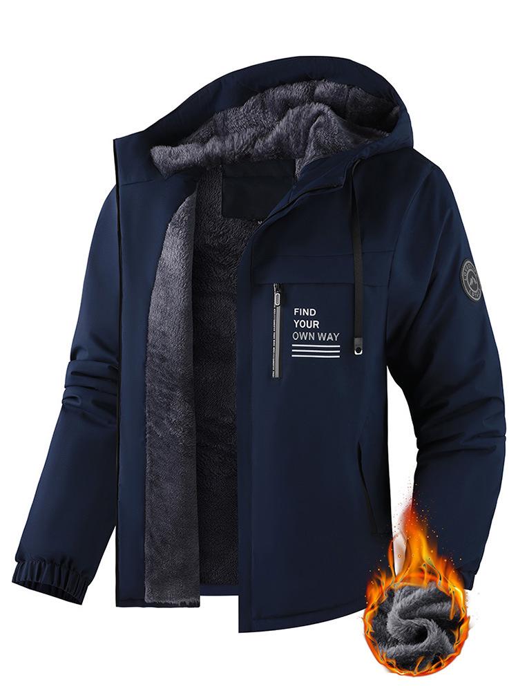 Herren Winter Plus Samt Verdickte Kapuzenjacke für Outdoor-Sport & Freizeit