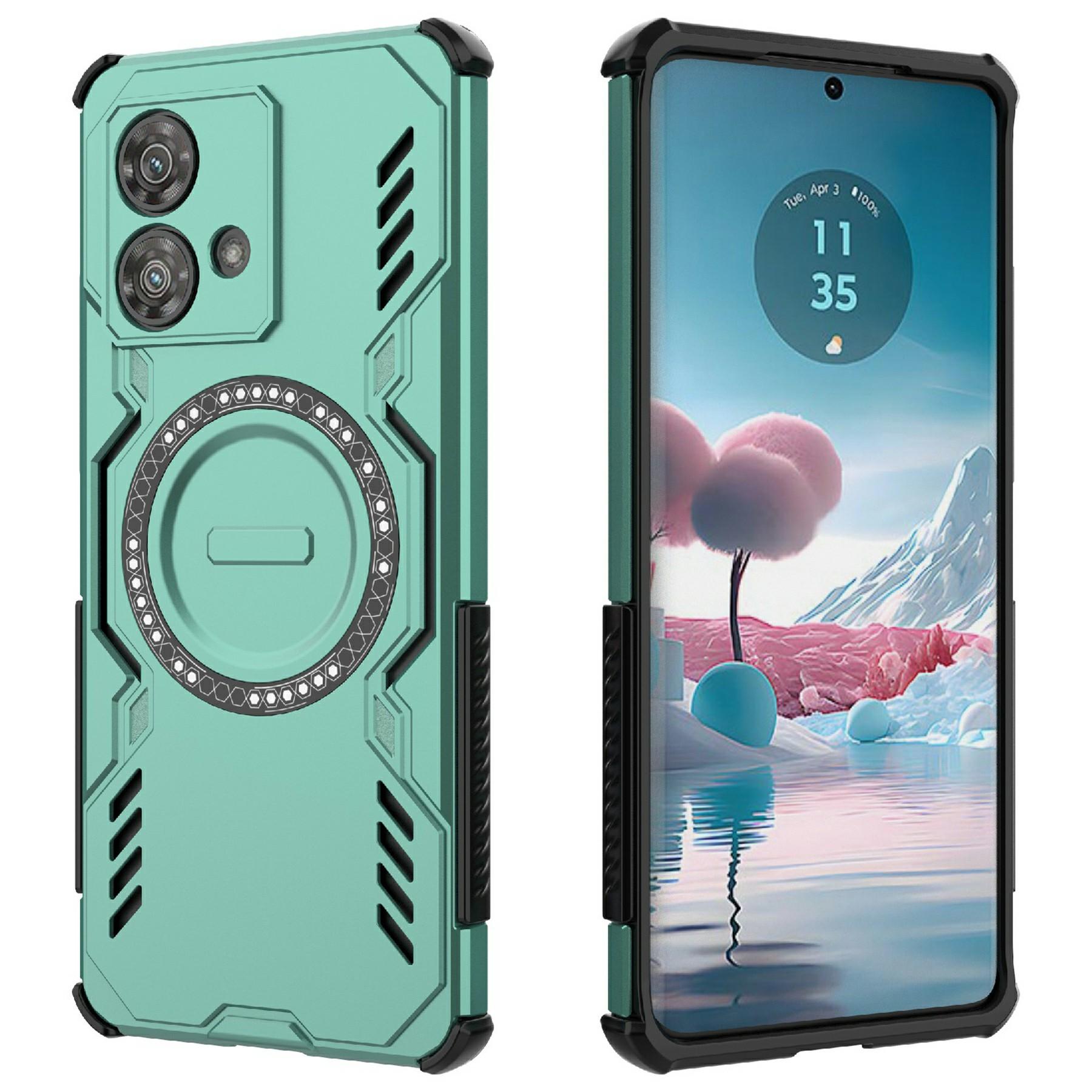 

For Motorola Edge 40 Neo 5G Magnetic Case Butterfly Armor Hollow Heat Dissipation PC+TPU Phone Cover Green